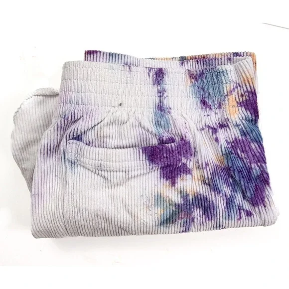 Hammies Purple Tie Dye Stretch Corduroy Retro Shorts Women's Size 34x2 - Picture 4 of 5